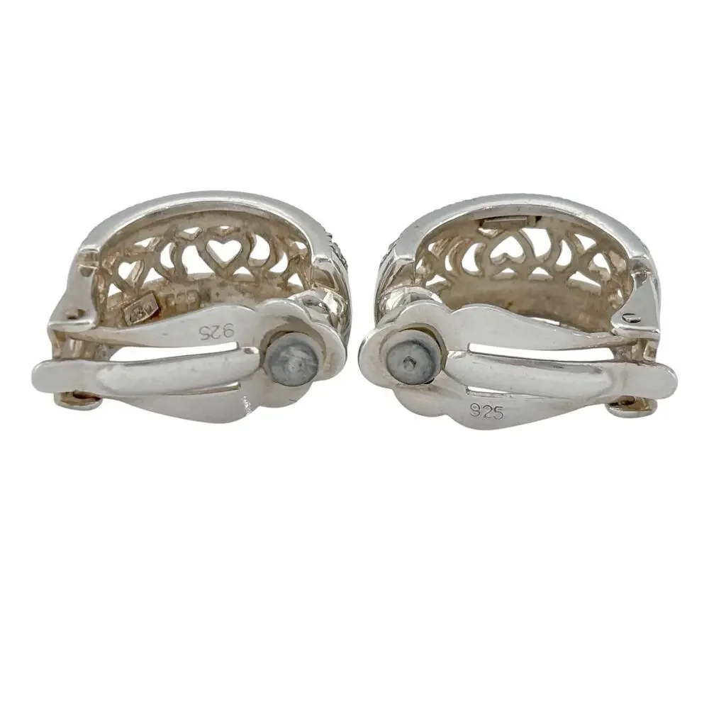 Vintage Sterling Silver 925 Marcasite Hoop Earrings